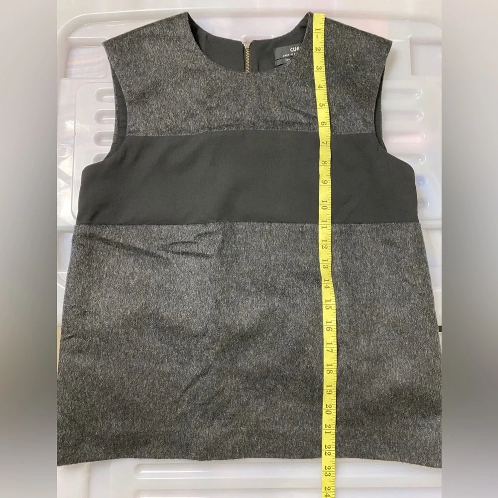 Cue Wool Blend Tank Top Grey & Black Relaxed Box Fit Sleeveless Size 8 to 10 - Picture 7 of 8